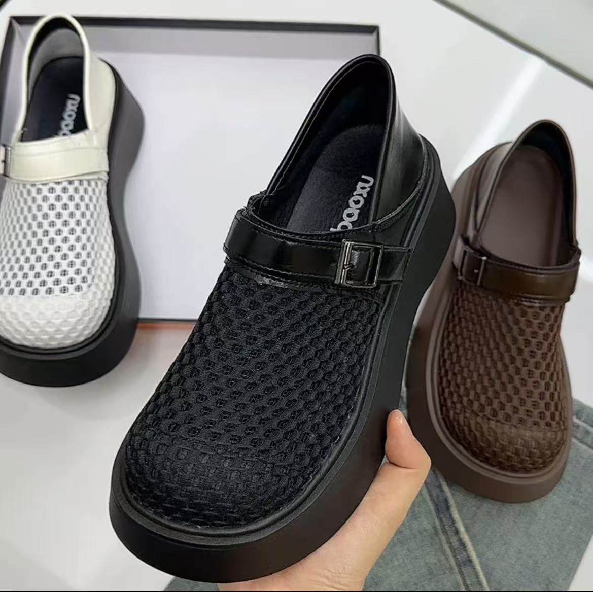 Women's Retro Woven Platform Mesh Sandals