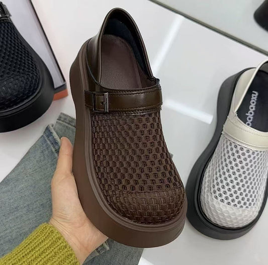 Women's Retro Woven Platform Mesh Sandals