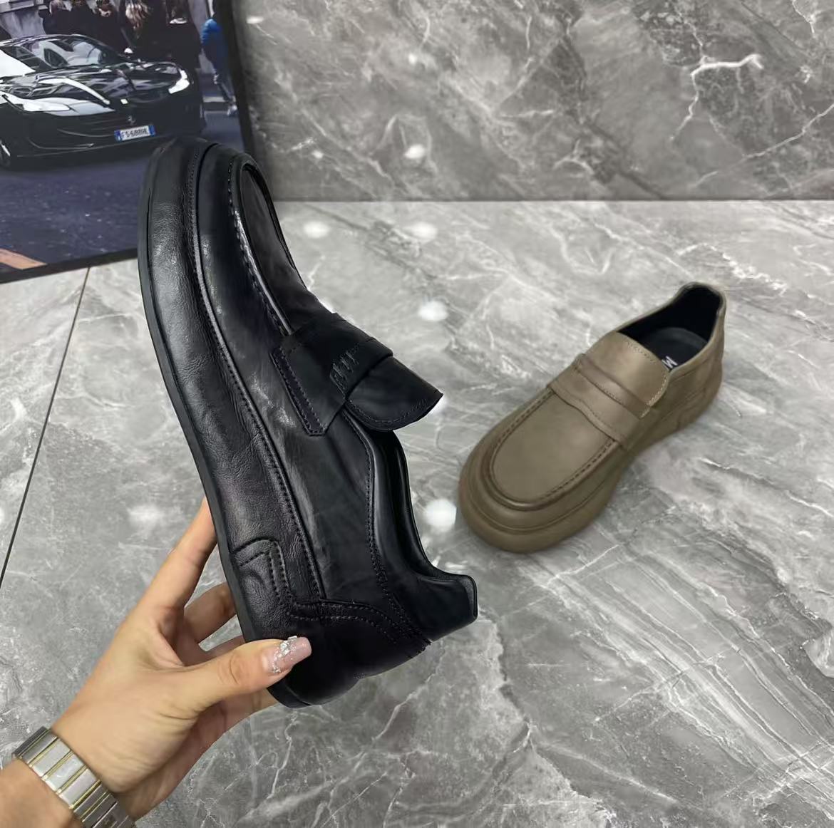 Men's Thick-soled Cowhide Business Casual Shoes