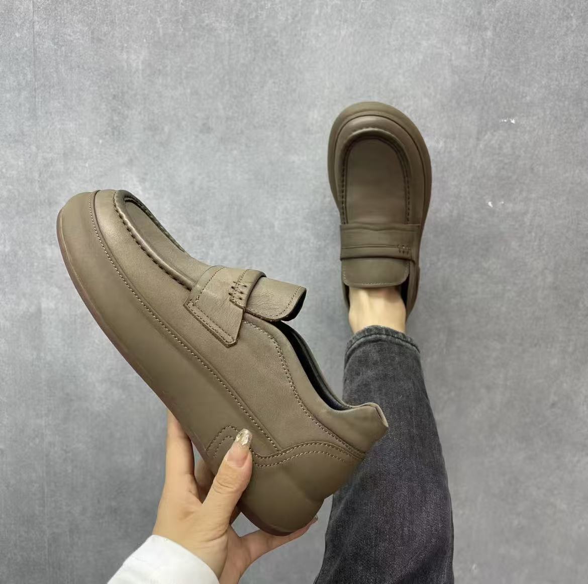 Men's Thick-soled Cowhide Business Casual Shoes