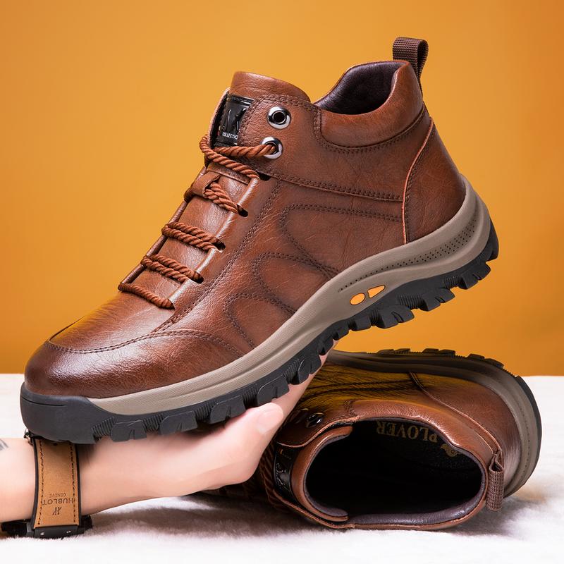 Men's Fashion Mid-top Cowhide Casual Shoes