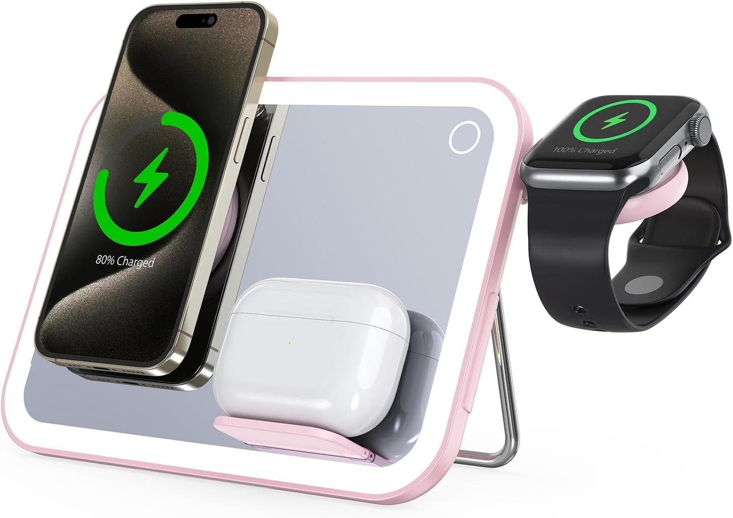 OwenGrid 3 in 1 iPhone Mirror Foldable Charging Station