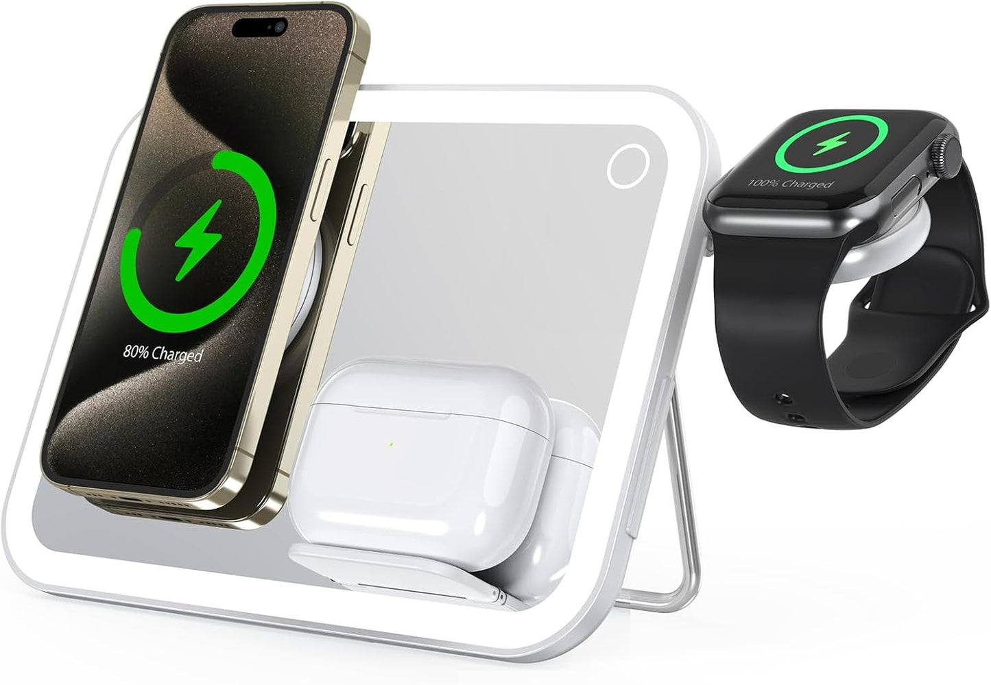 OwenGrid 3 in 1 iPhone Mirror Foldable Charging Station