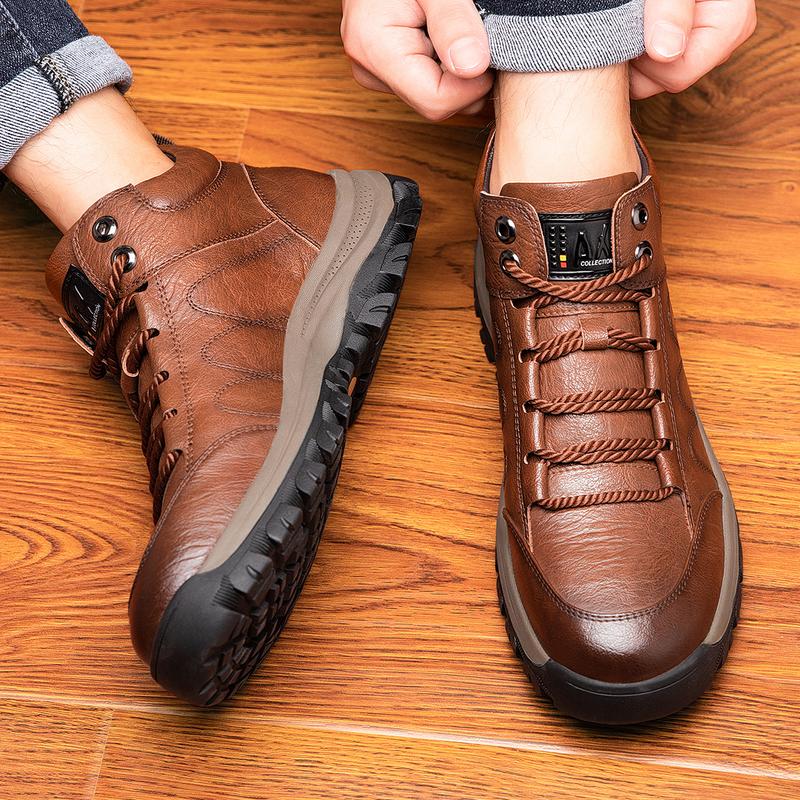 Men's Fashion Mid-top Cowhide Casual Shoes