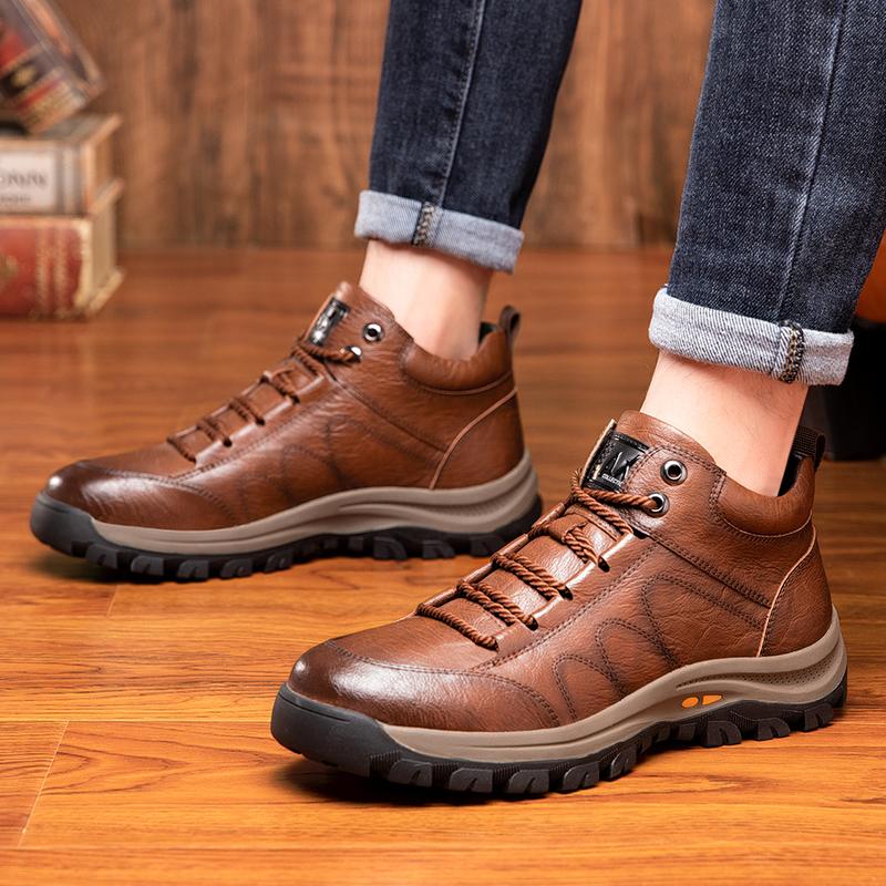 Men's Fashion Mid-top Cowhide Casual Shoes