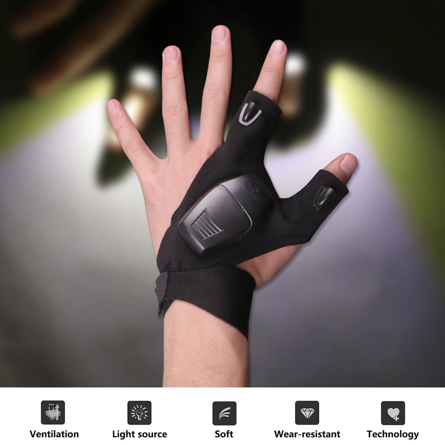 OwenGrid Finger gloves light up LED lights