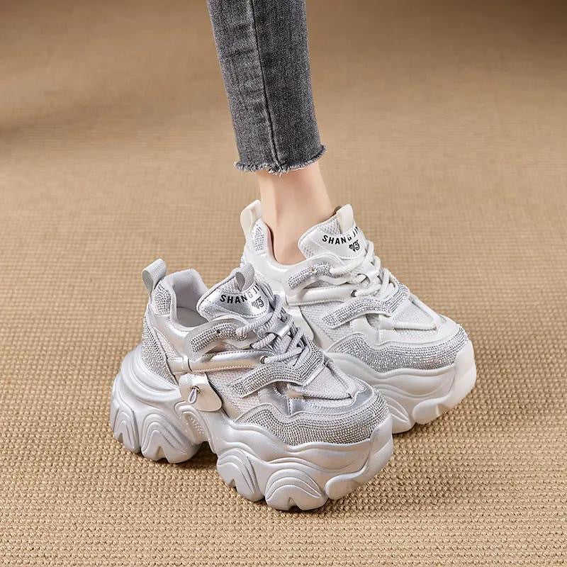 Women's Thick-soled Rhinestone Breathable Casual Shoes
