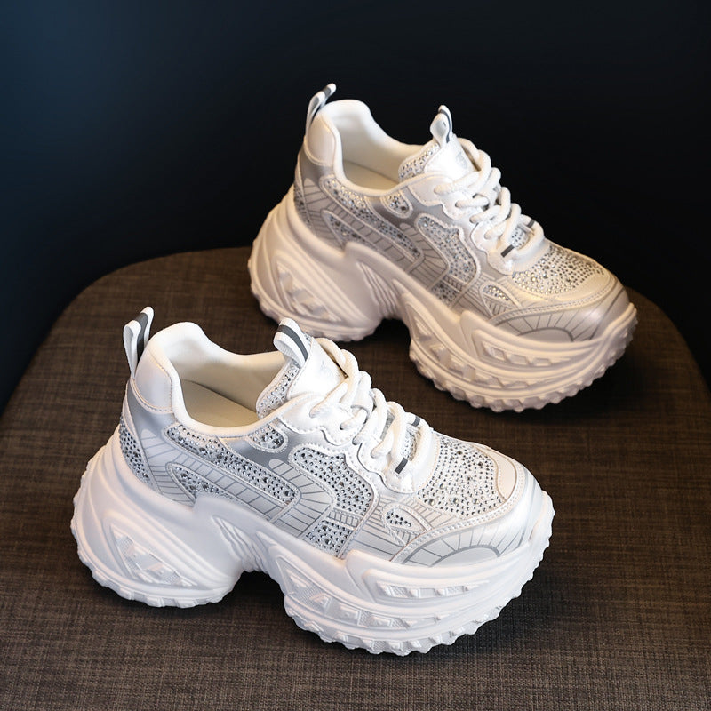 Women's Breathable Rhinestone Platform Casual Shoes