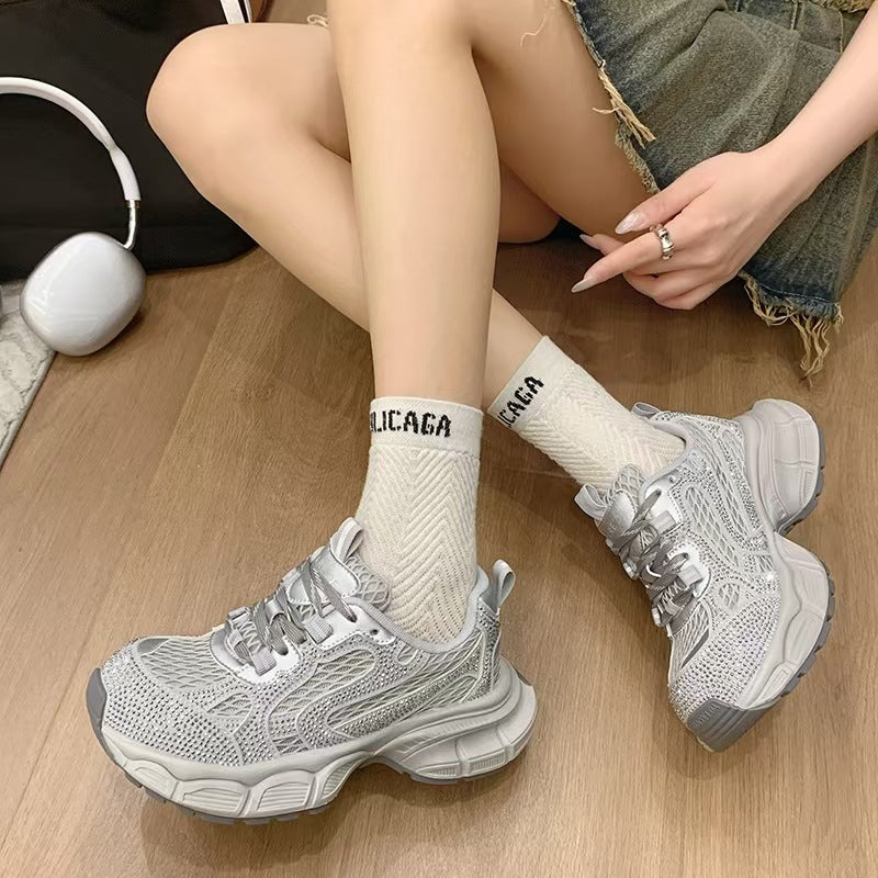 Women's Mesh Thick-Sole Sequined Casual Shoes