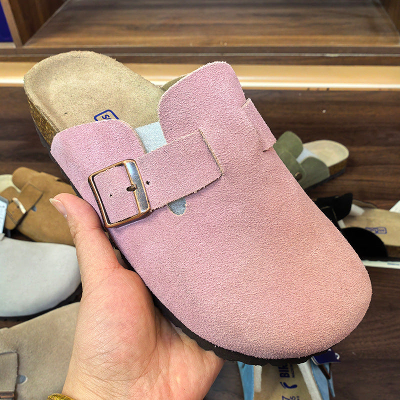 Closed Round Toe Suede Cork Birkenstocks