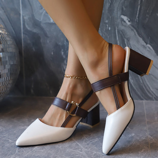 Pointed-Toe Single-Ankle-Strap Roman Heels