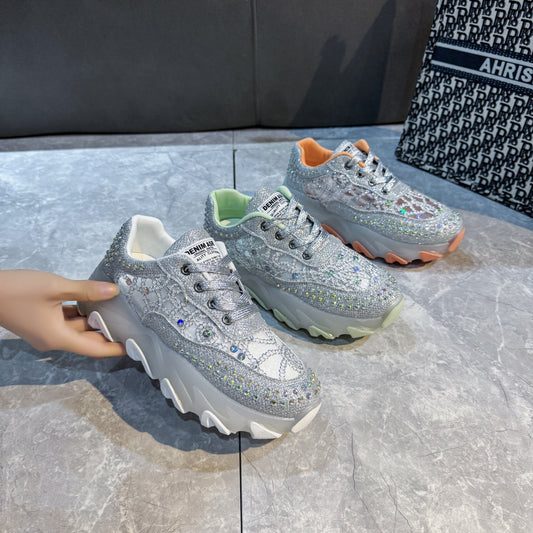 Women's Mesh Hollow Rhinestone Sequins Casual Shoes