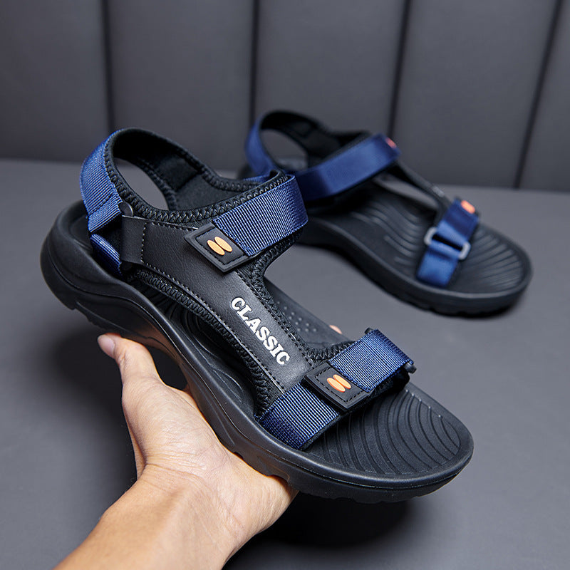 OwenGrid Men's Casual Plain Color Velcro Sport Sandals