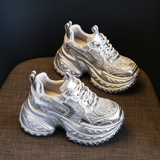 Women's Breathable Rhinestone Platform Casual Shoes