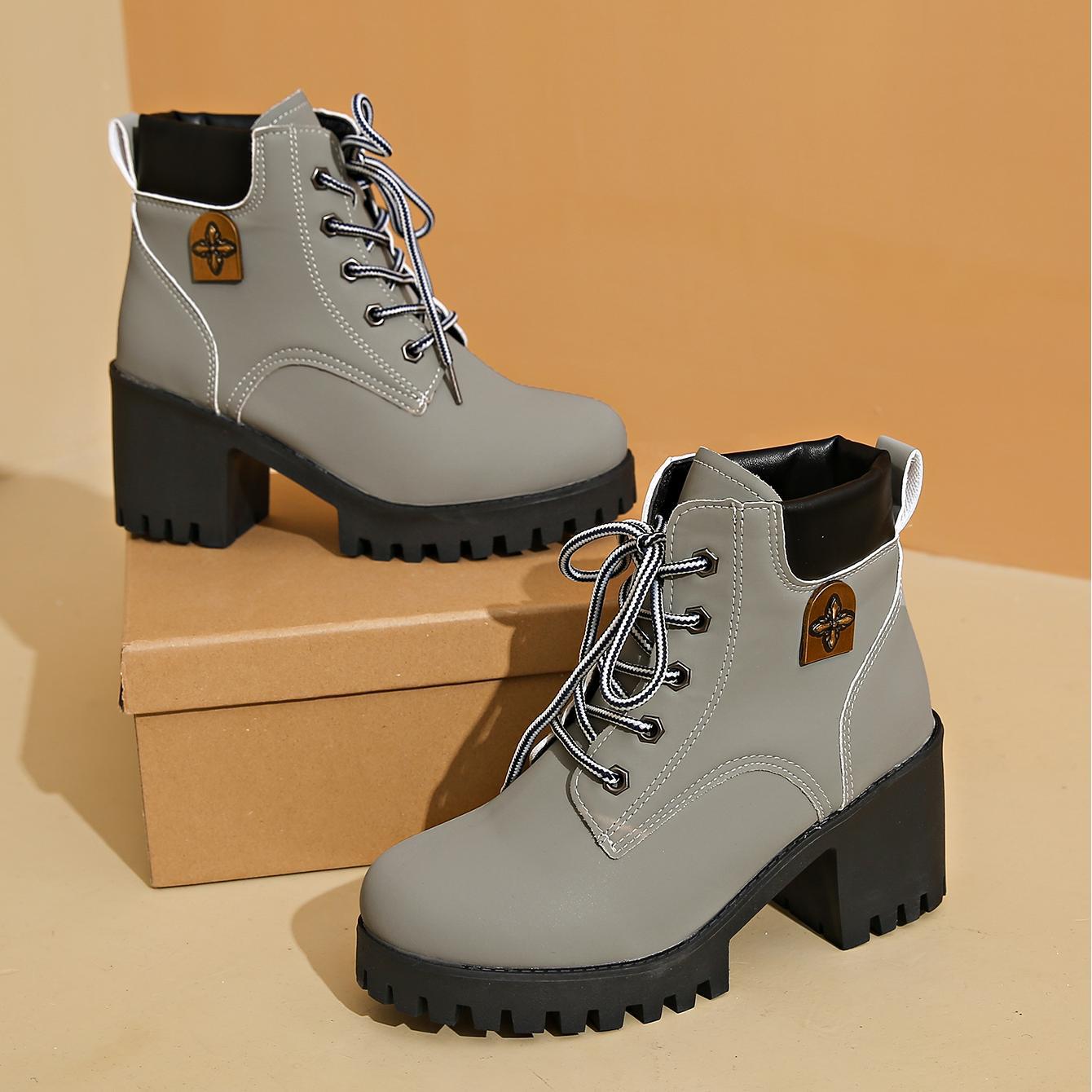 Women's Block Heel Round Toe Ankle Boots