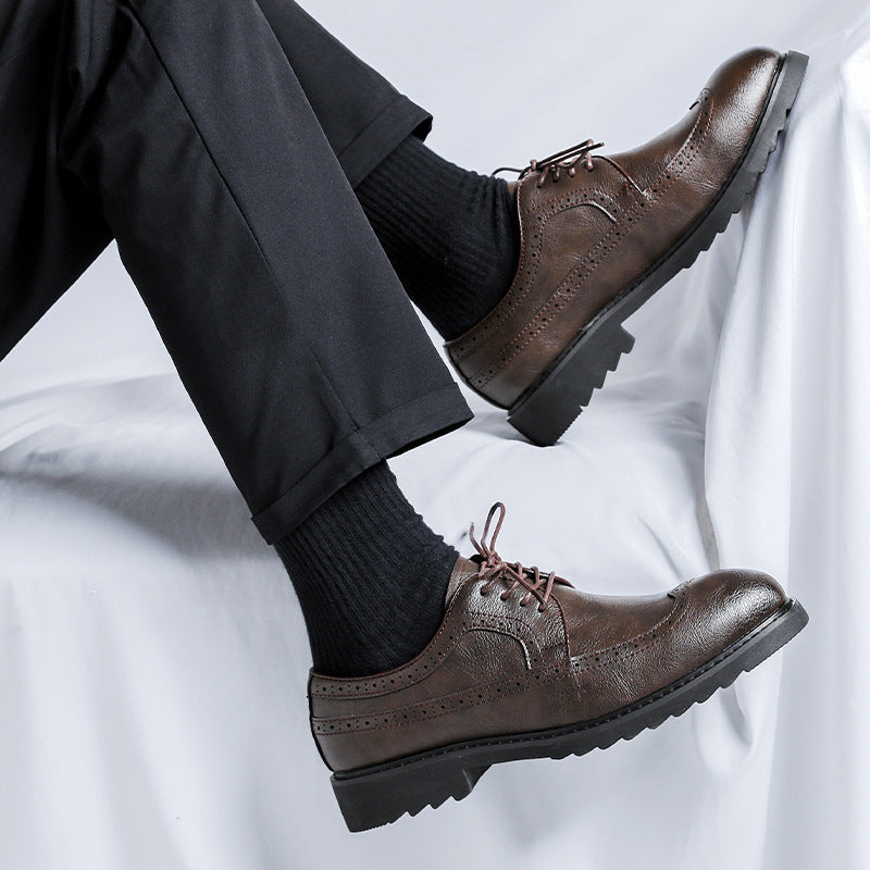 OwenGrid Men's Brogue Casual Business Leather Shoes