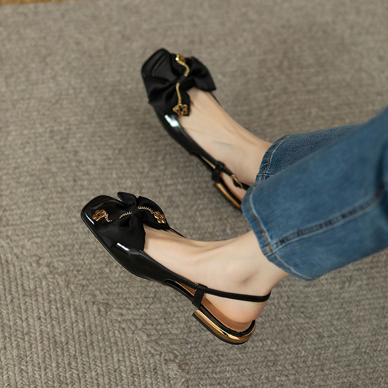 New Square Toe Bow Sandals