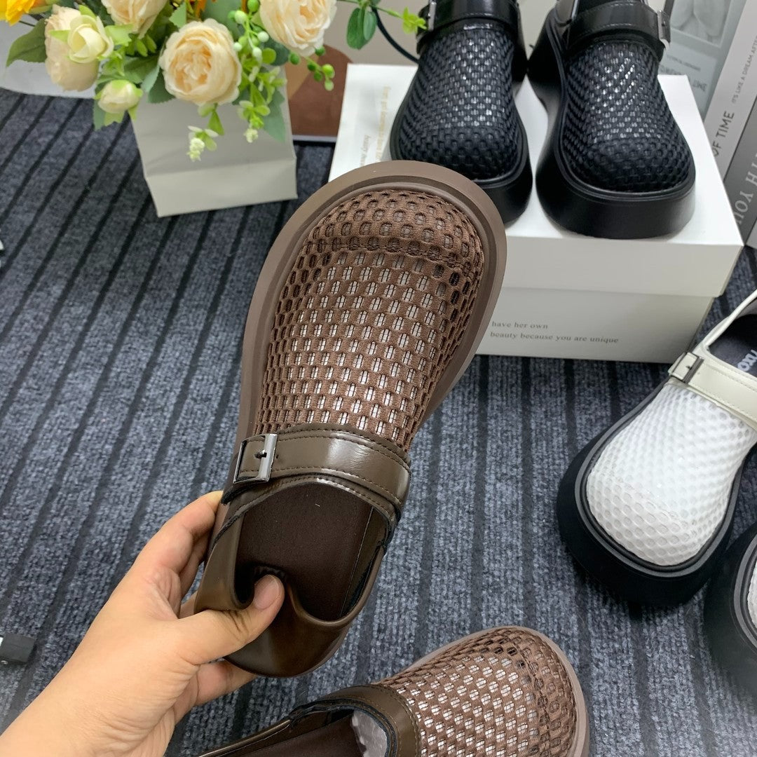 Women's Retro Woven Platform Mesh Sandals