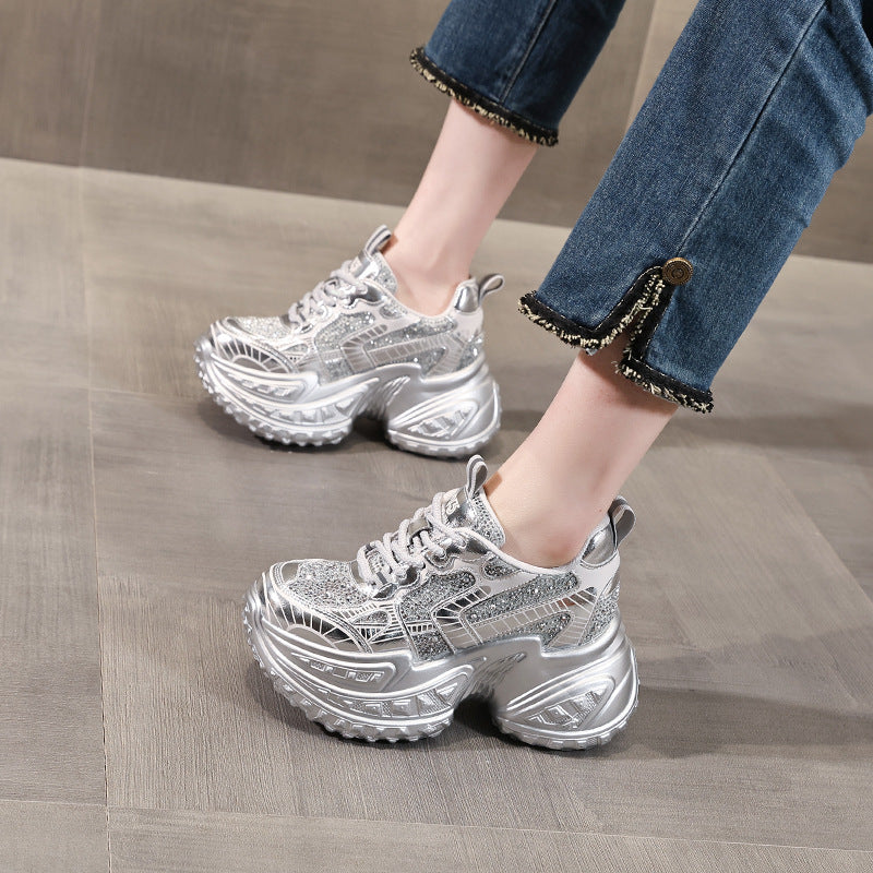 Women's Breathable Rhinestone Platform Casual Shoes