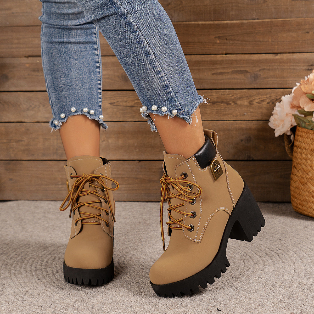 Women's Block Heel Round Toe Ankle Boots
