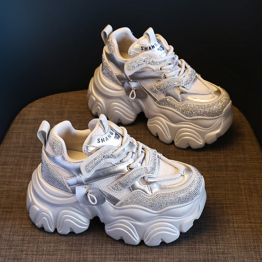 Women's Thick-soled Rhinestone Breathable Casual Shoes