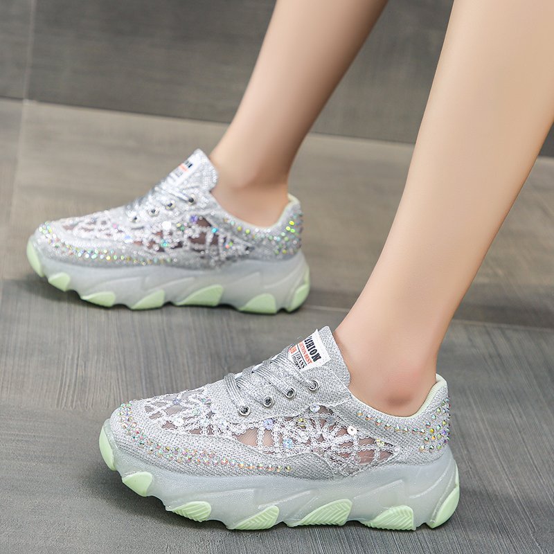Women's Mesh Hollow Rhinestone Sequins Casual Shoes
