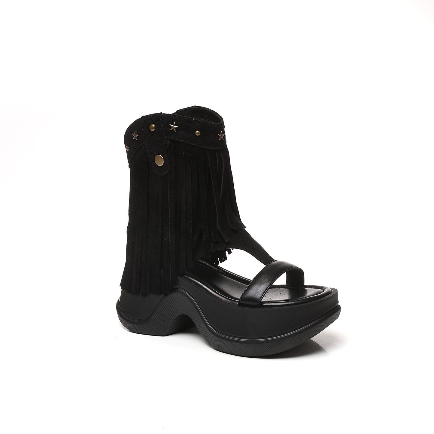 Women's Tassel Rivet Platform Roman Sandal Boots