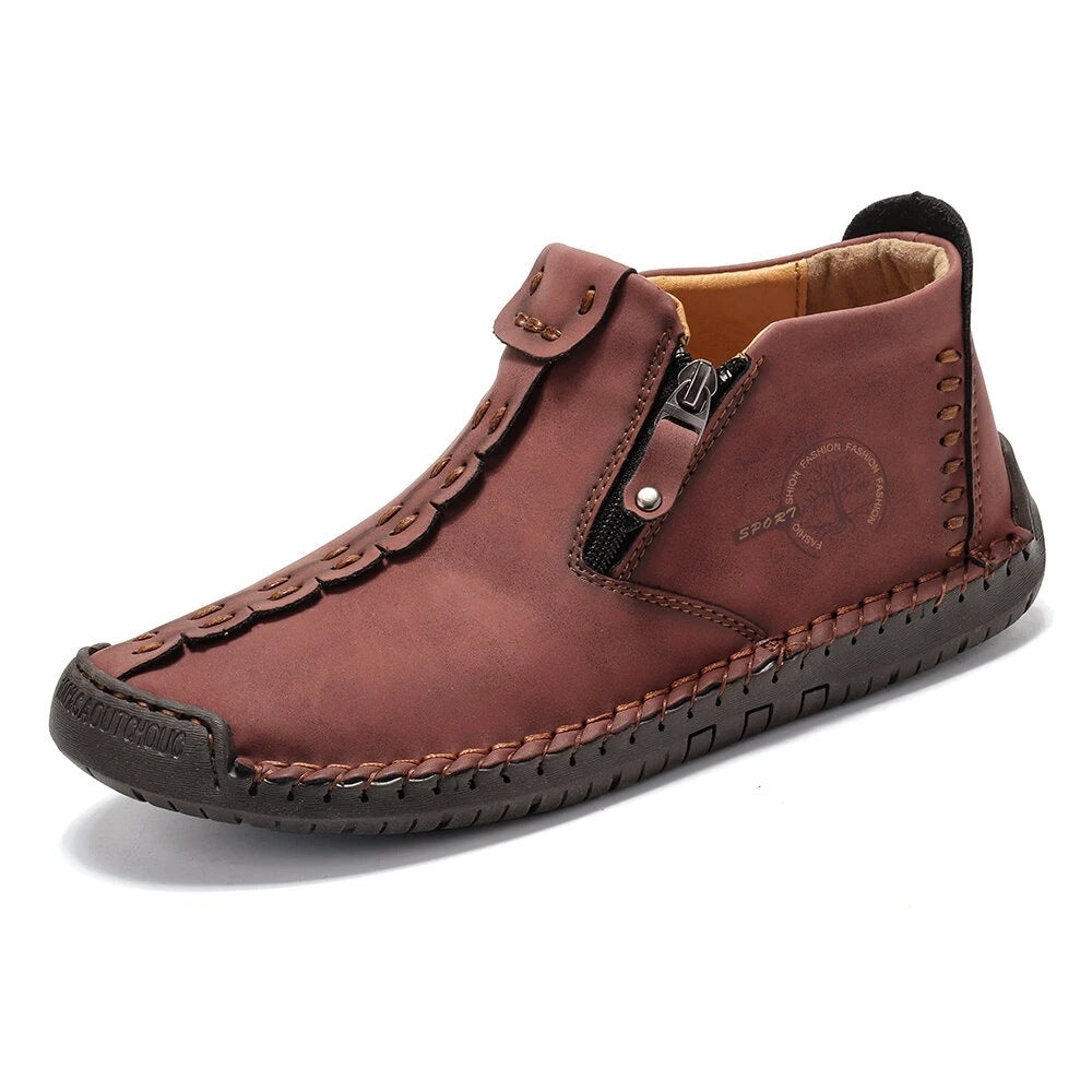 Unisex Handmade Zippered Cowhide Boots