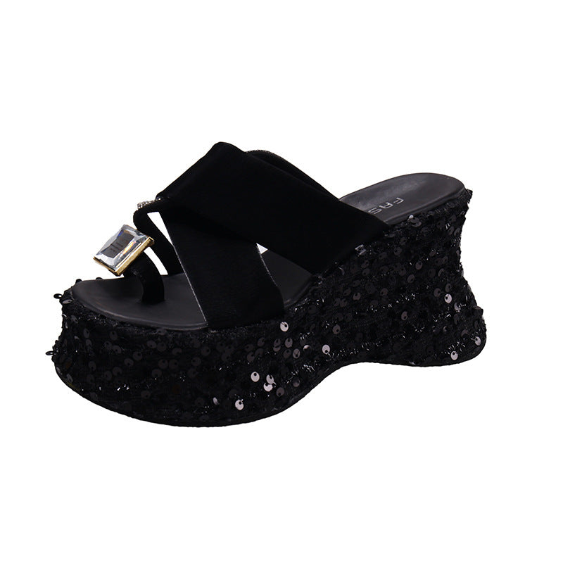 Women's Rhinestone Glitter Sequin Ultra-Light Platform Sandals