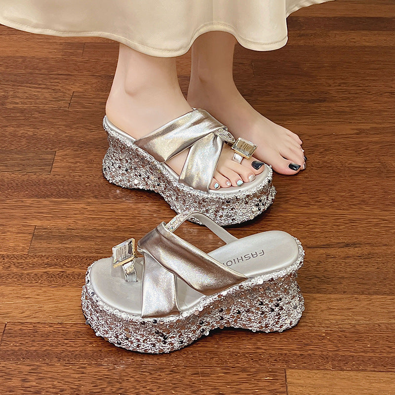 Women's Rhinestone Glitter Sequin Ultra-Light Platform Sandals