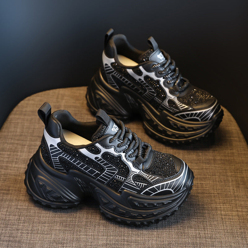 Women's Breathable Rhinestone Platform Casual Shoes