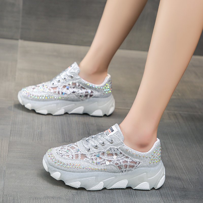 Women's Mesh Hollow Rhinestone Sequins Casual Shoes