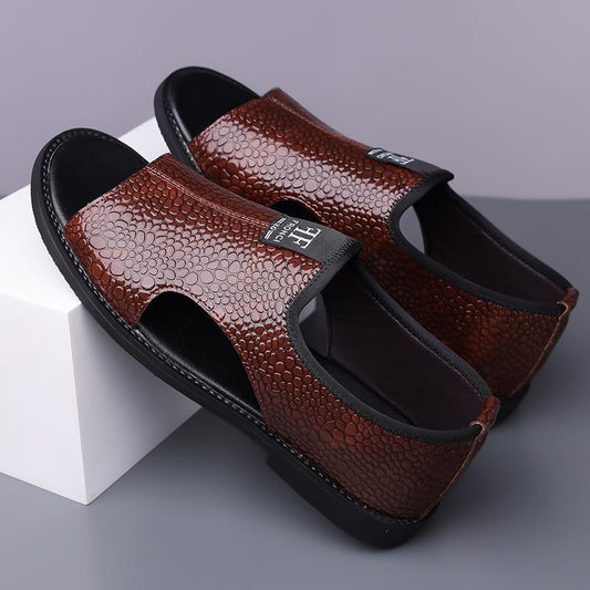 OwenGrid Men's Causal Leather Outdoor Lightweight Arch Support Sandals