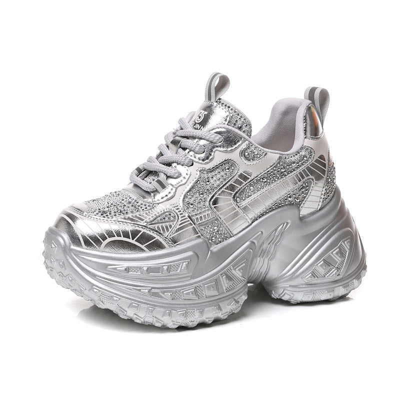Women's Breathable Rhinestone Platform Casual Shoes