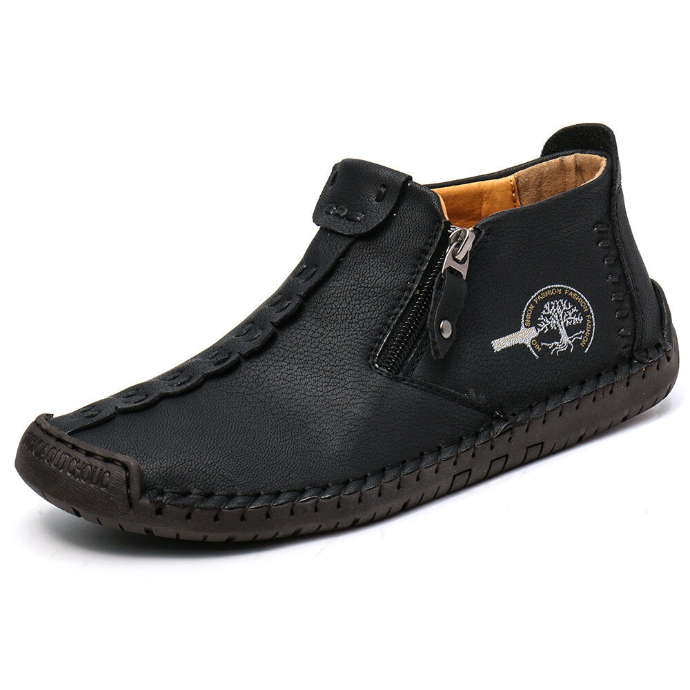 Unisex Handmade Zippered Cowhide Boots