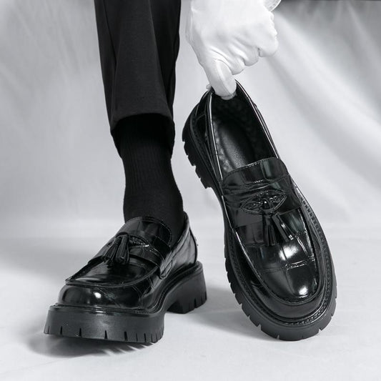 OwenGrid Men's Tassel Platform Casual Loafers