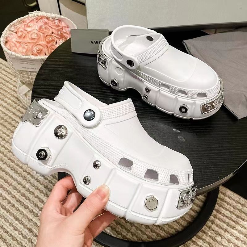 OwenGrid Unisex Non-Slip Platform Metal Rivet Decoration Sandals