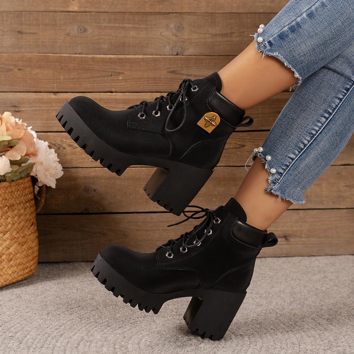Women's Block Heel Round Toe Ankle Boots