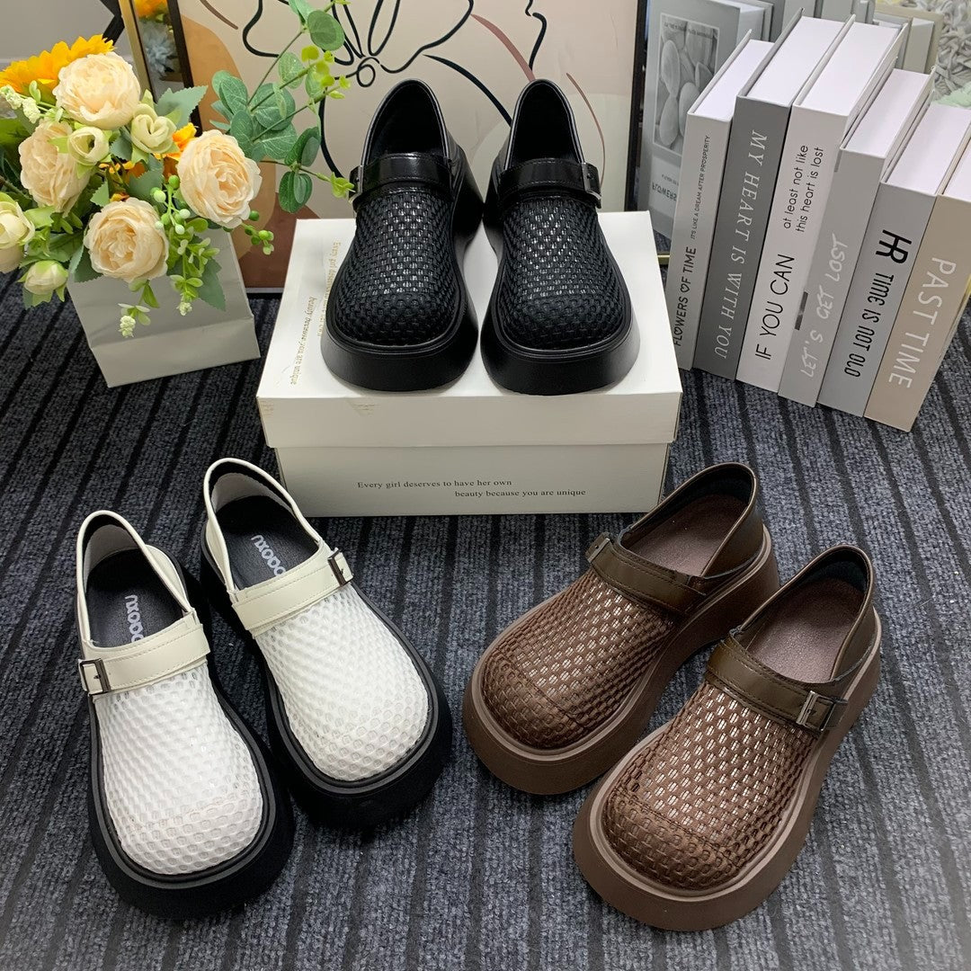 Women's Retro Woven Platform Mesh Sandals