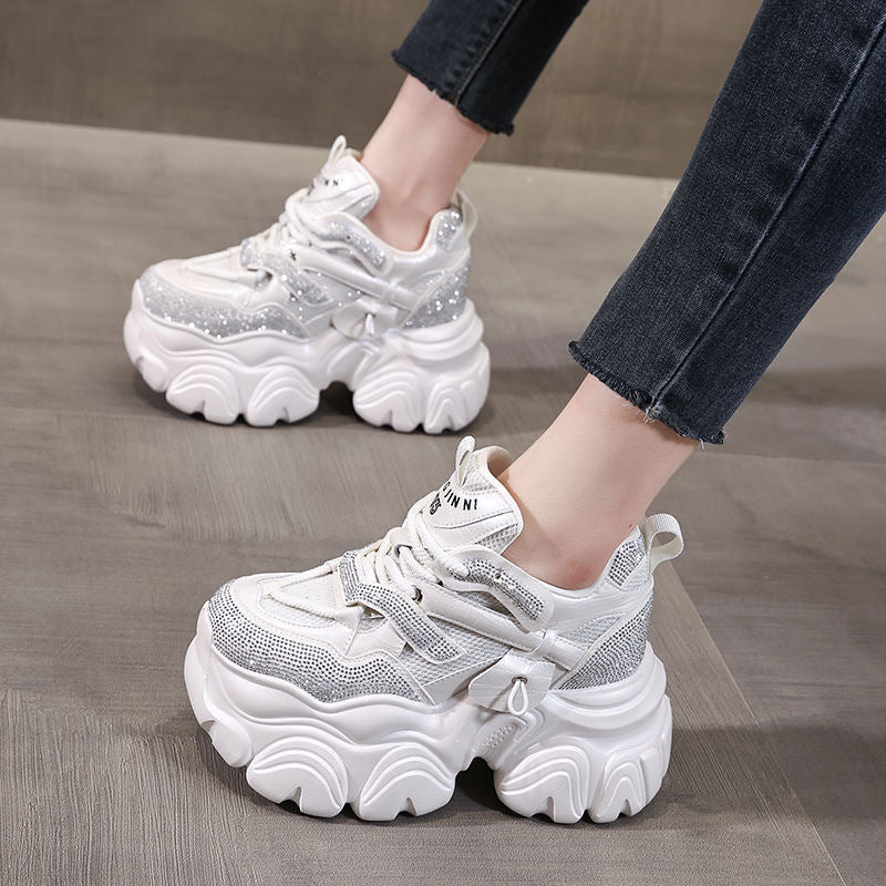 Women's Thick-soled Rhinestone Breathable Casual Shoes