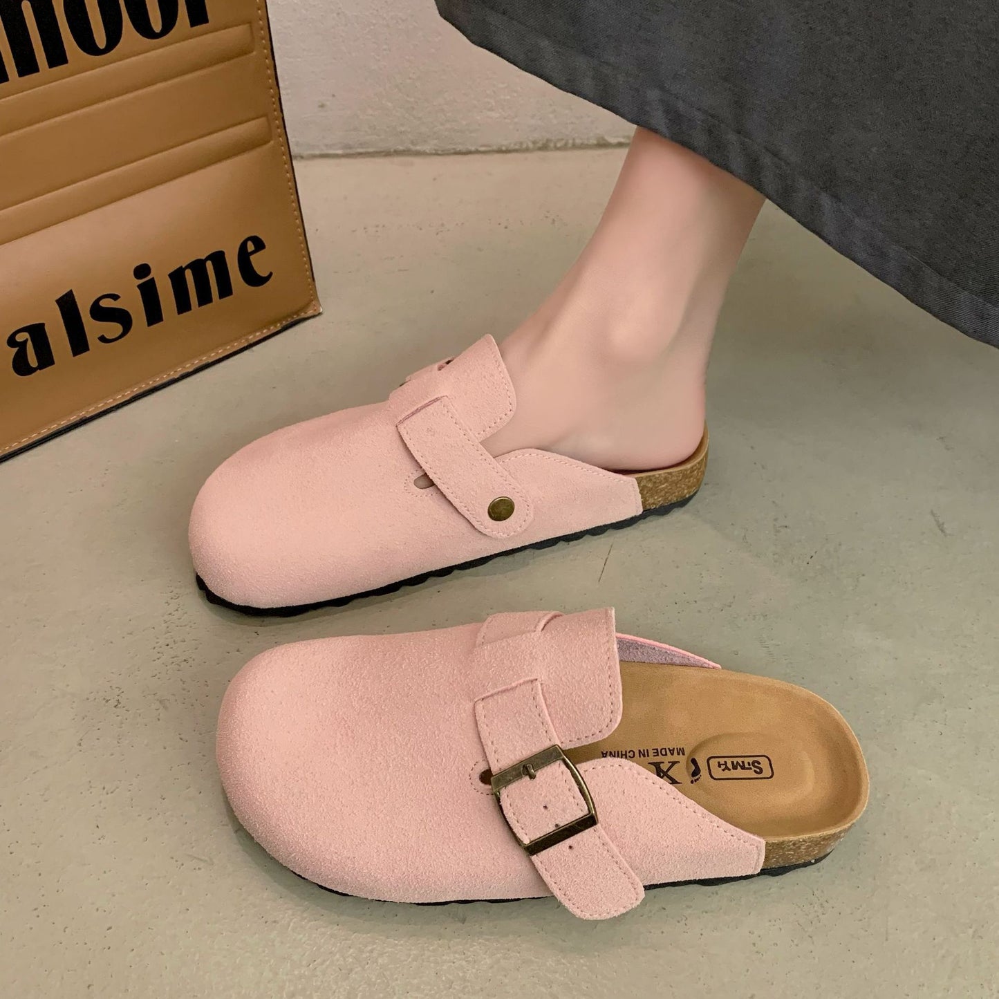 Closed Round Toe Suede Cork Birkenstocks