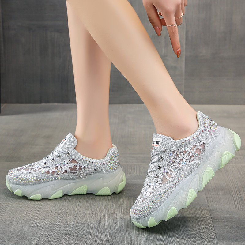Women's Mesh Hollow Rhinestone Sequins Casual Shoes