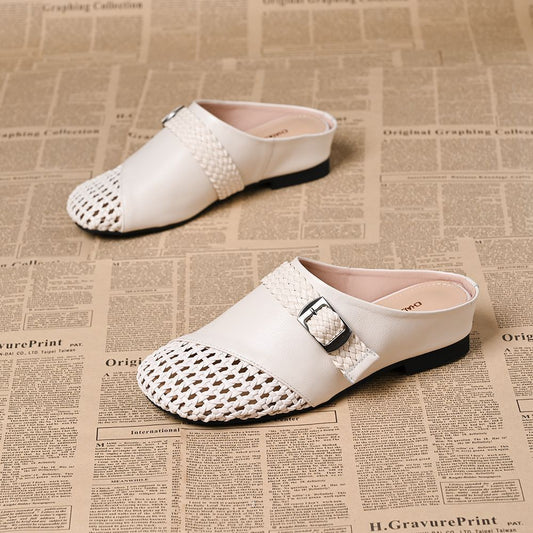 Cowhide New Slippers Fashion Braided Sandals