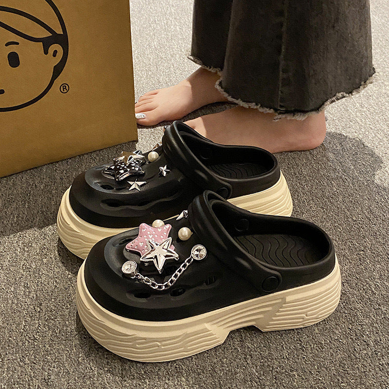 Pearl Star Decoration Platform Clogs