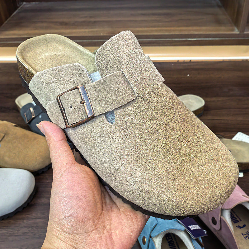 Closed Round Toe Suede Cork Birkenstocks