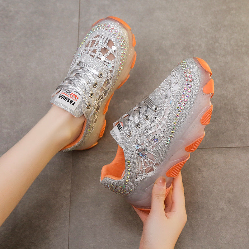 Women's Mesh Hollow Rhinestone Sequins Casual Shoes