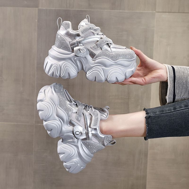 Women's Thick-soled Rhinestone Breathable Casual Shoes