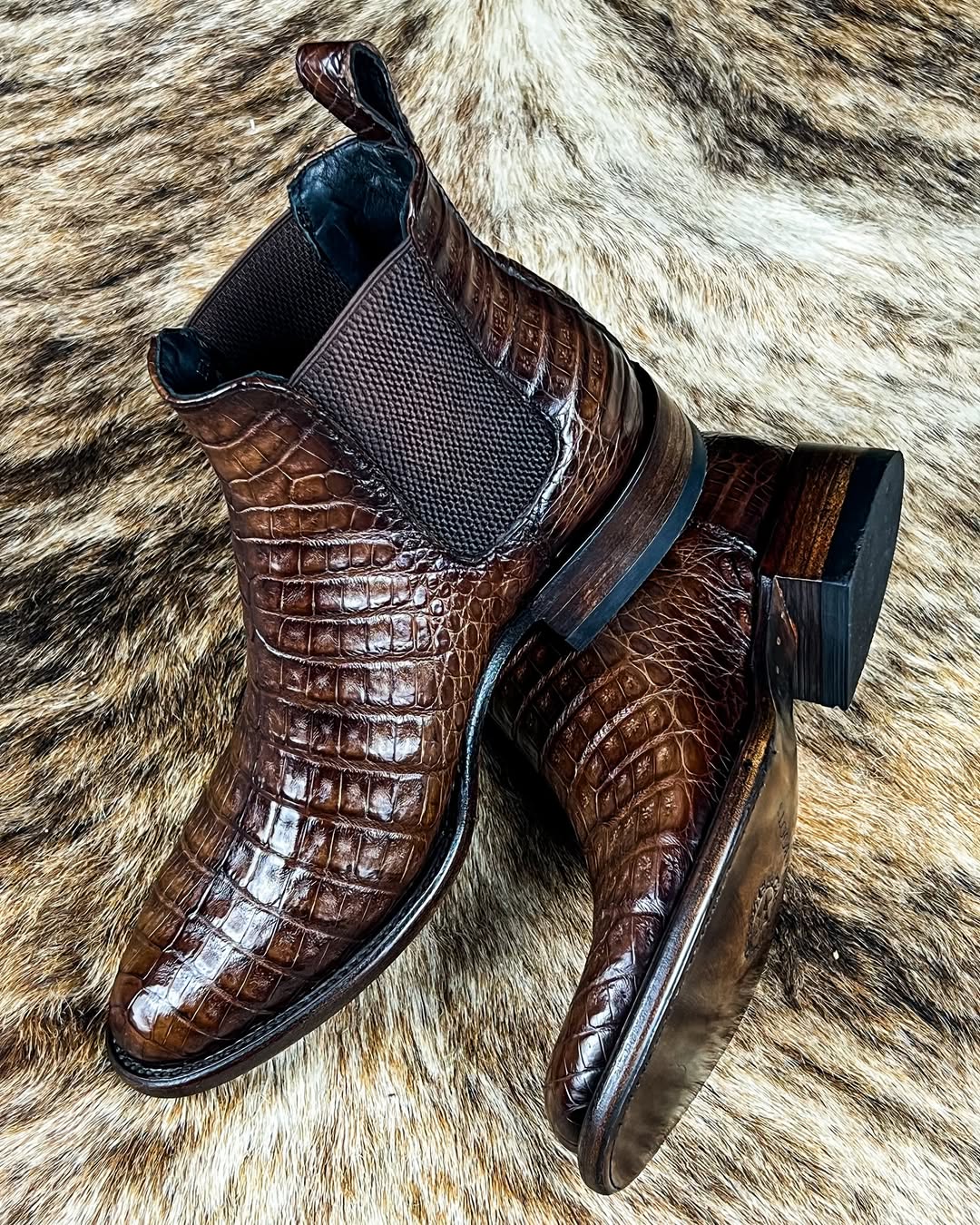 Italian Handmade Crocodile Leather Ankle Boots