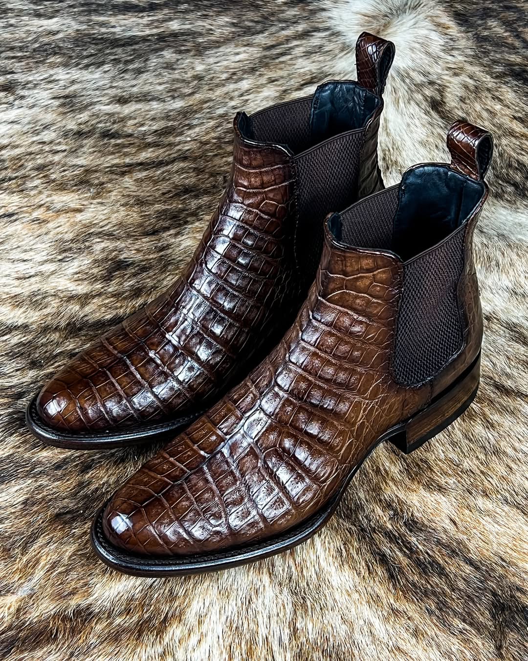 Italian Handmade Crocodile Leather Ankle Boots