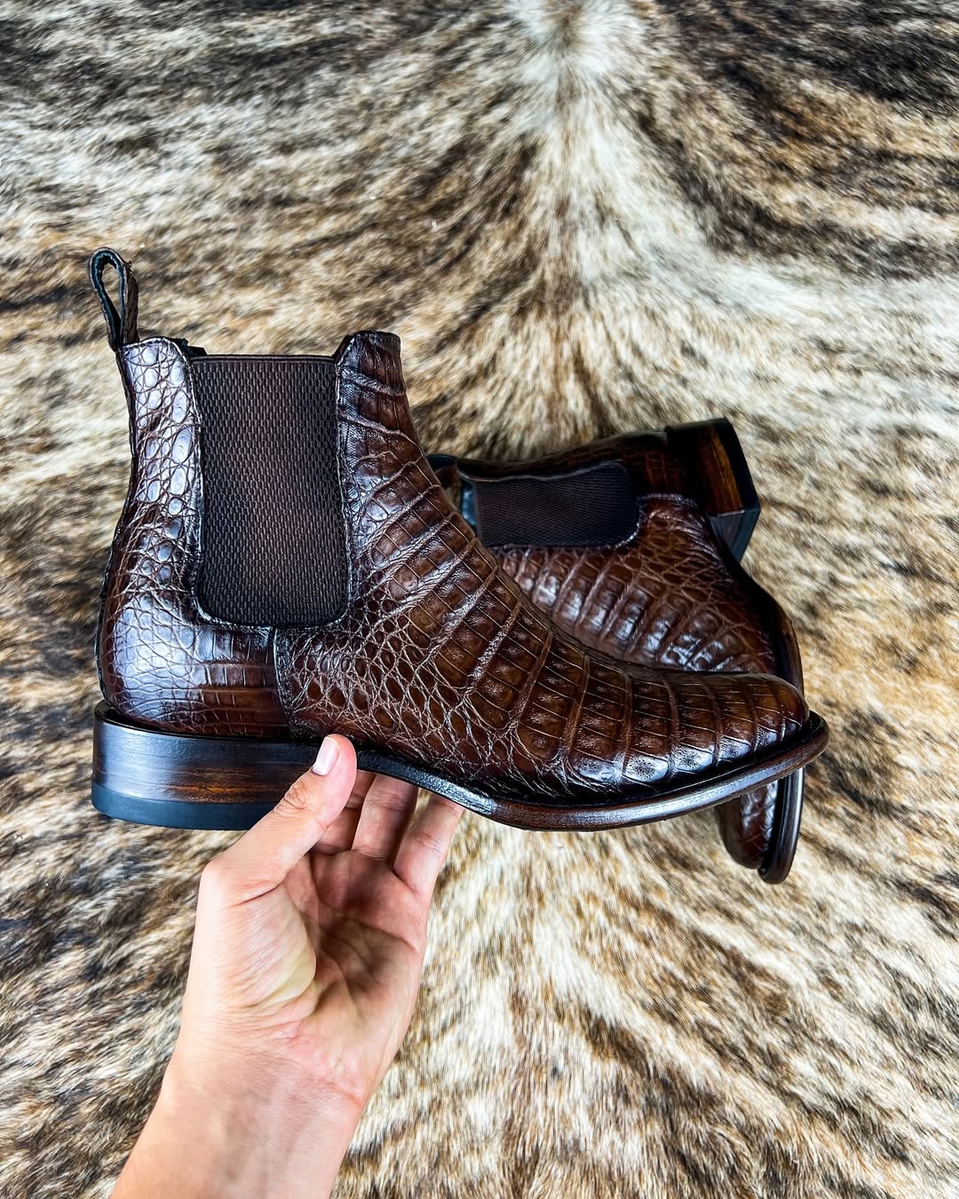 Italian Handmade Crocodile Leather Ankle Boots